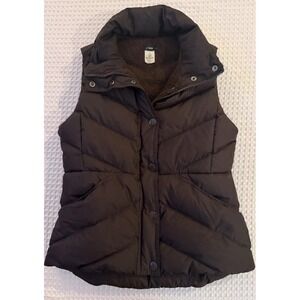 J.Crew Womens Thick Down Puffer Quilted Zip Snap Vest Fleece Lined SZ XS